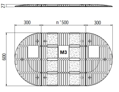 Lineares Bodenschwellen-Set M3 bis 50 km/h, 2,6 bis 7,1 m, 3 cm hoch